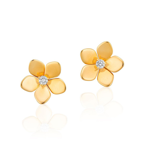 Gold and diamond 'Wild Flower' pendant and earrings demi parure